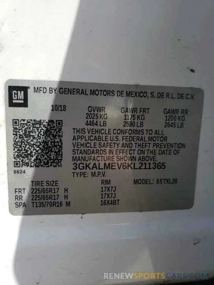 14 Photograph of a damaged car 3GKALMEV6KL211365 GMC TERRAIN 2019