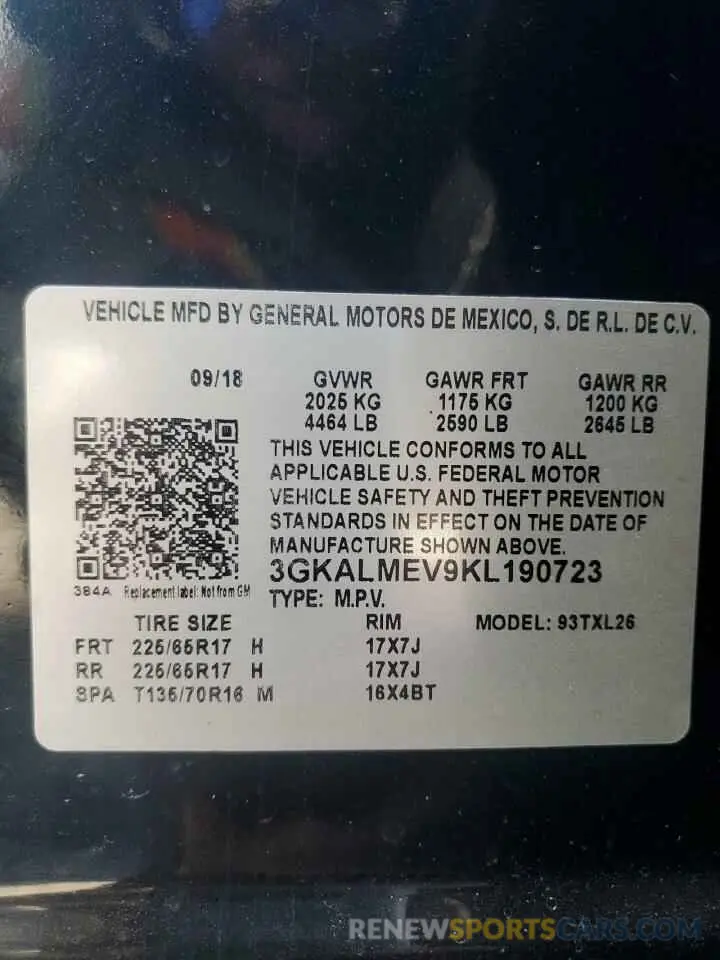 13 Photograph of a damaged car 3GKALMEV9KL190723 GMC TERRAIN 2019