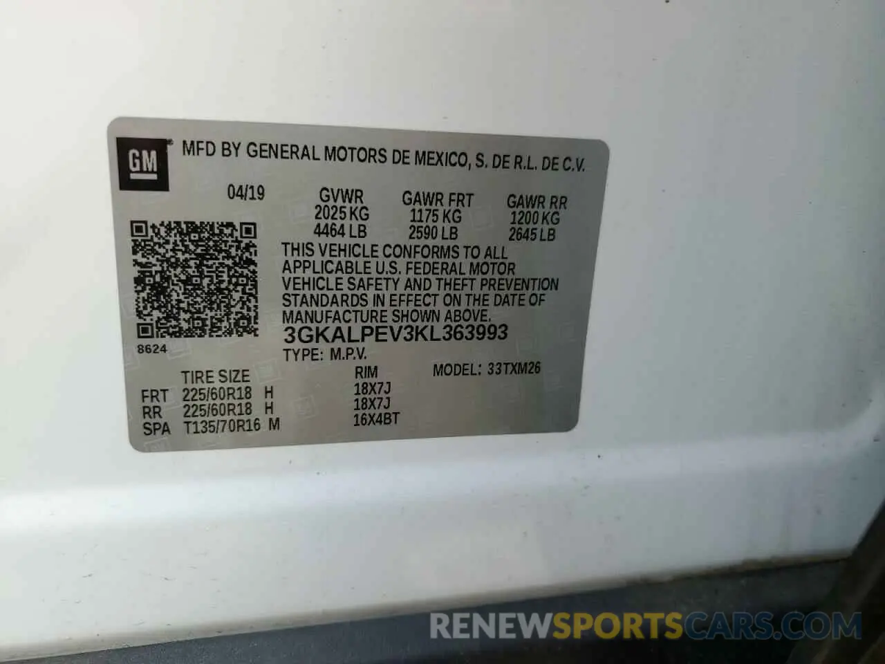 14 Photograph of a damaged car 3GKALPEV3KL363993 GMC TERRAIN 2019