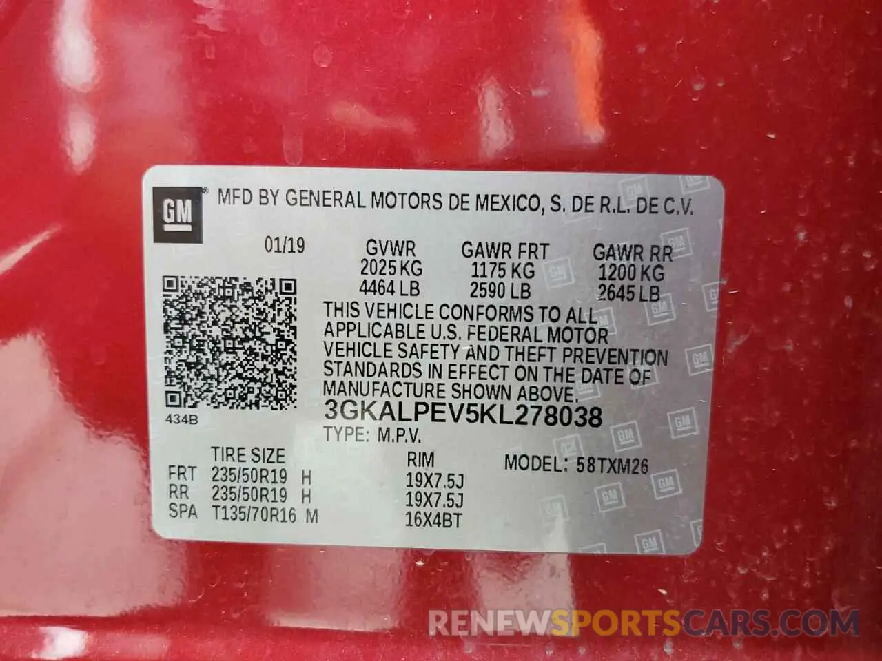 13 Photograph of a damaged car 3GKALPEV5KL278038 GMC TERRAIN 2019