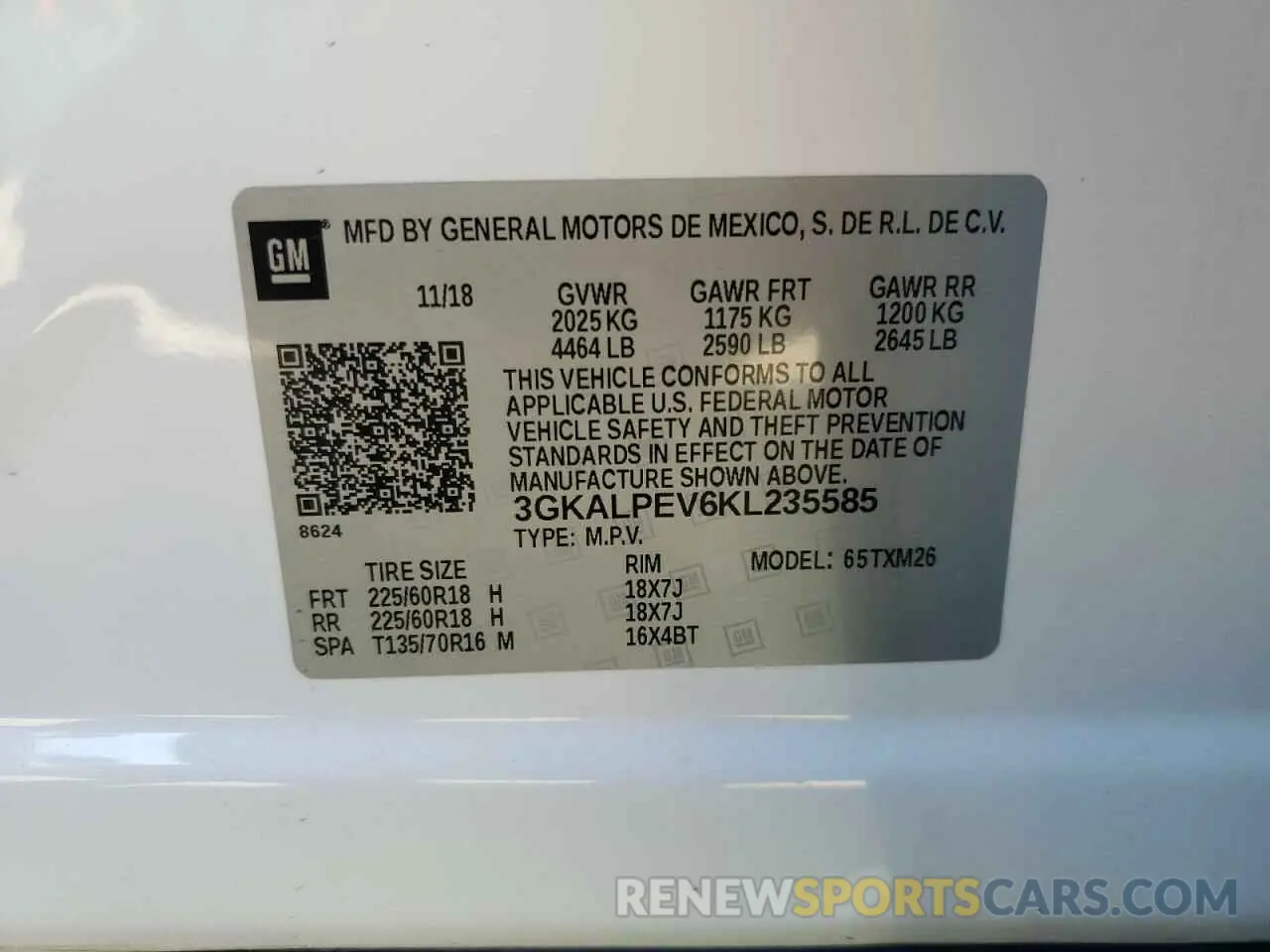 14 Photograph of a damaged car 3GKALPEV6KL235585 GMC TERRAIN 2019