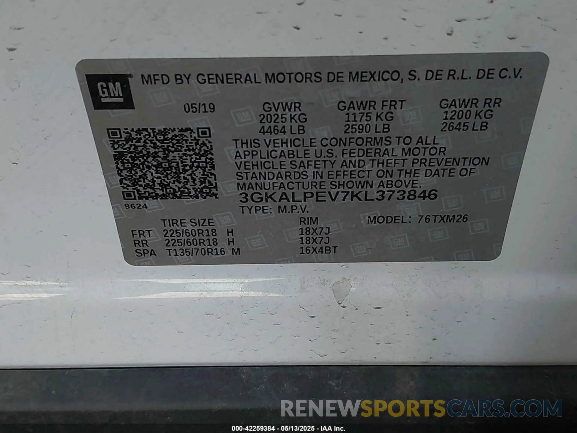 9 Photograph of a damaged car 3GKALPEV7KL373846 GMC TERRAIN 2019