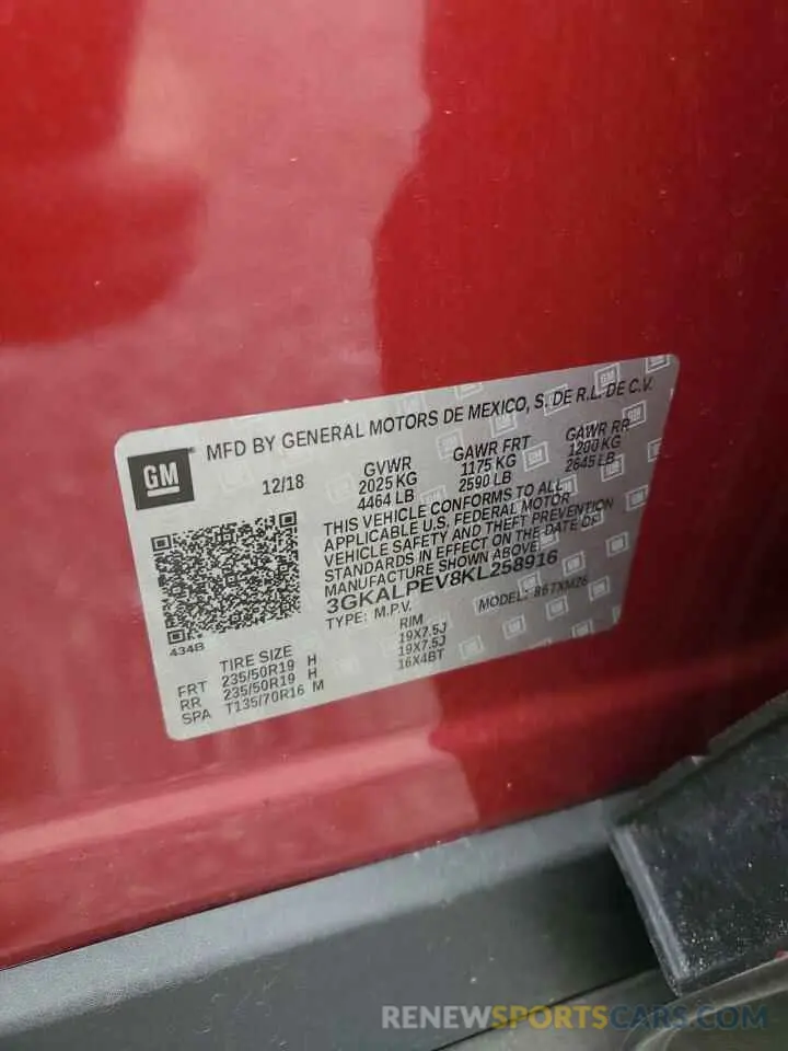 13 Photograph of a damaged car 3GKALPEV8KL258916 GMC TERRAIN 2019