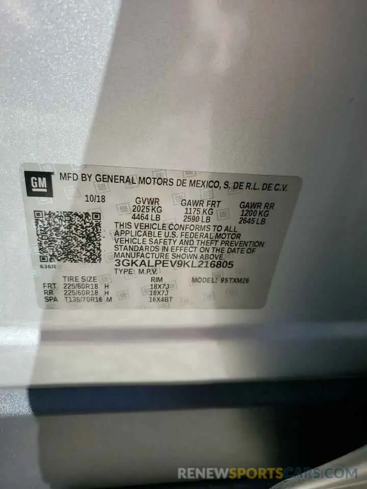 15 Photograph of a damaged car 3GKALPEV9KL216805 GMC TERRAIN 2019