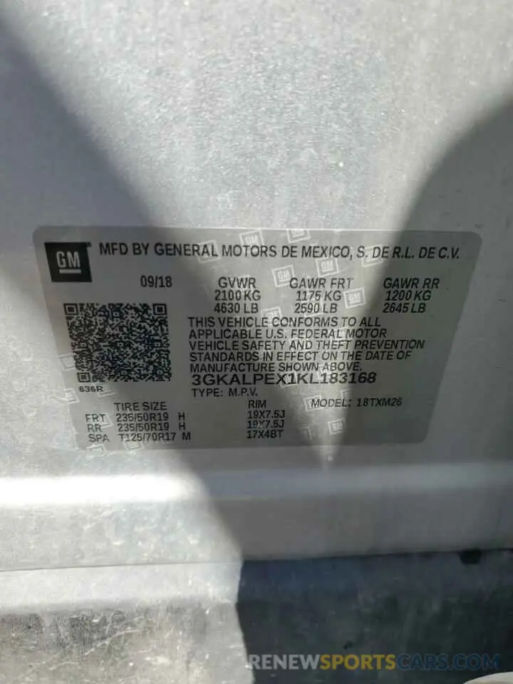 13 Photograph of a damaged car 3GKALPEX1KL183168 GMC TERRAIN 2019