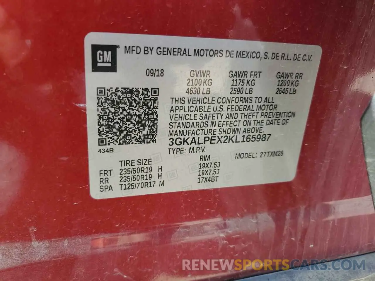 13 Photograph of a damaged car 3GKALPEX2KL165987 GMC TERRAIN 2019