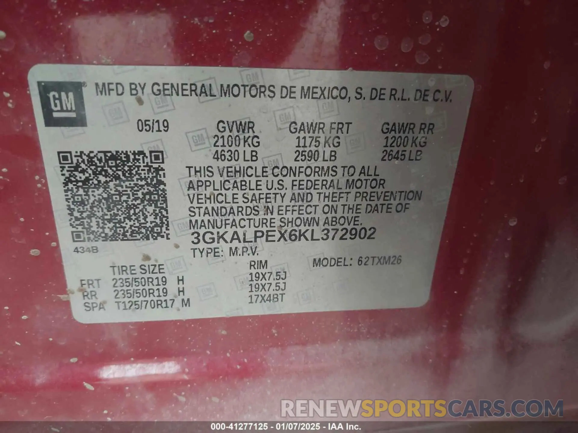9 Photograph of a damaged car 3GKALPEX6KL372902 GMC TERRAIN 2019
