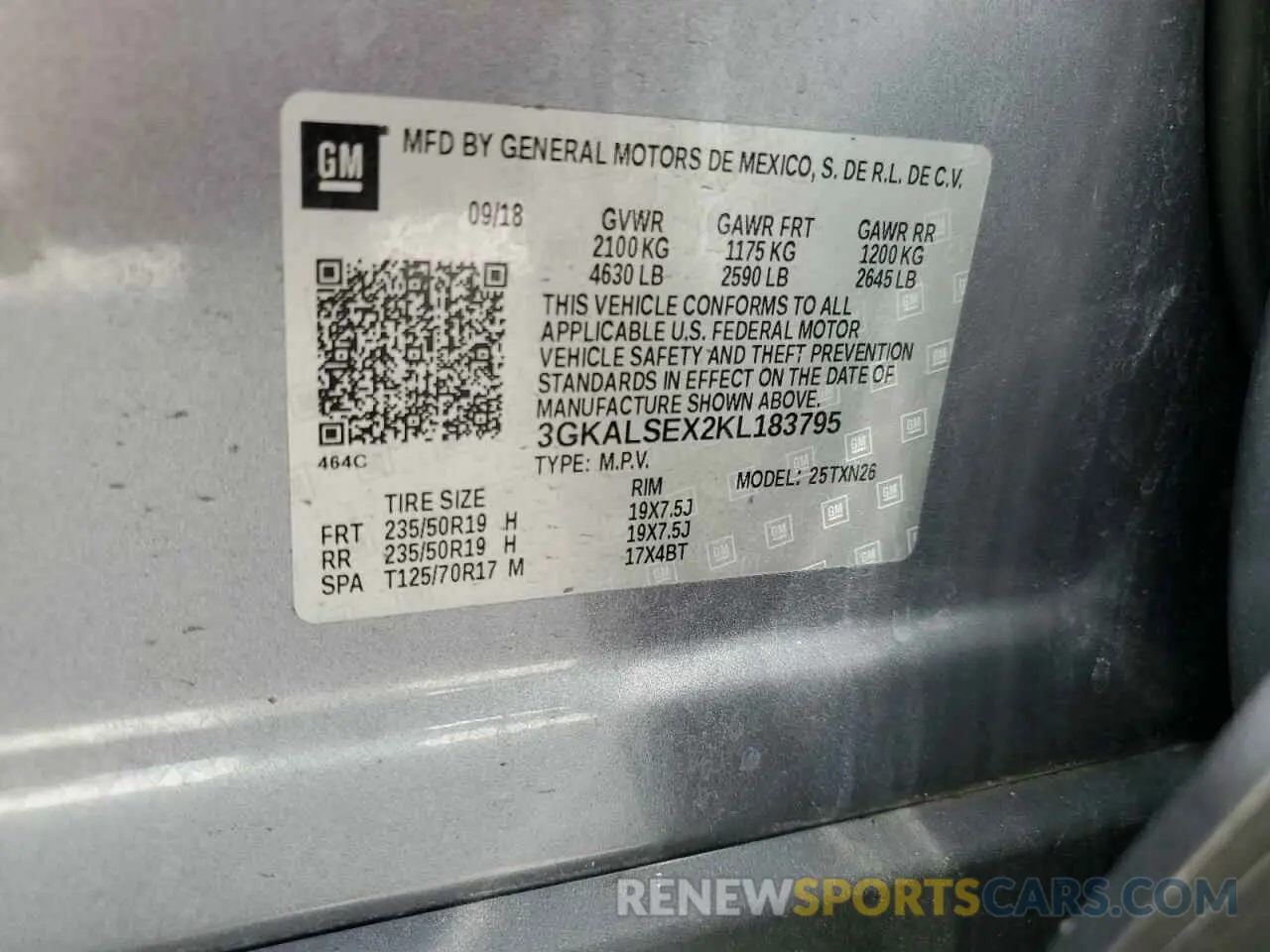 13 Photograph of a damaged car 3GKALSEX2KL183795 GMC TERRAIN 2019