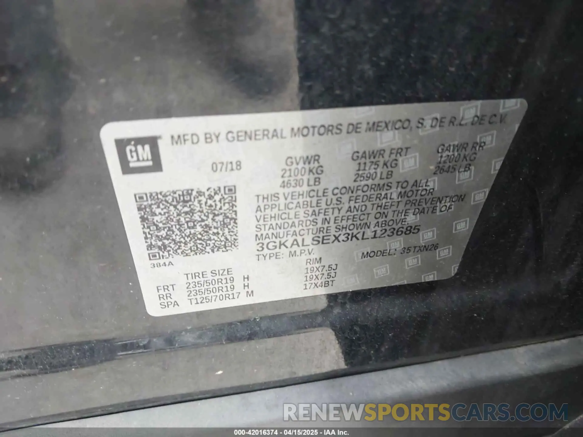 9 Photograph of a damaged car 3GKALSEX3KL123685 GMC TERRAIN 2019