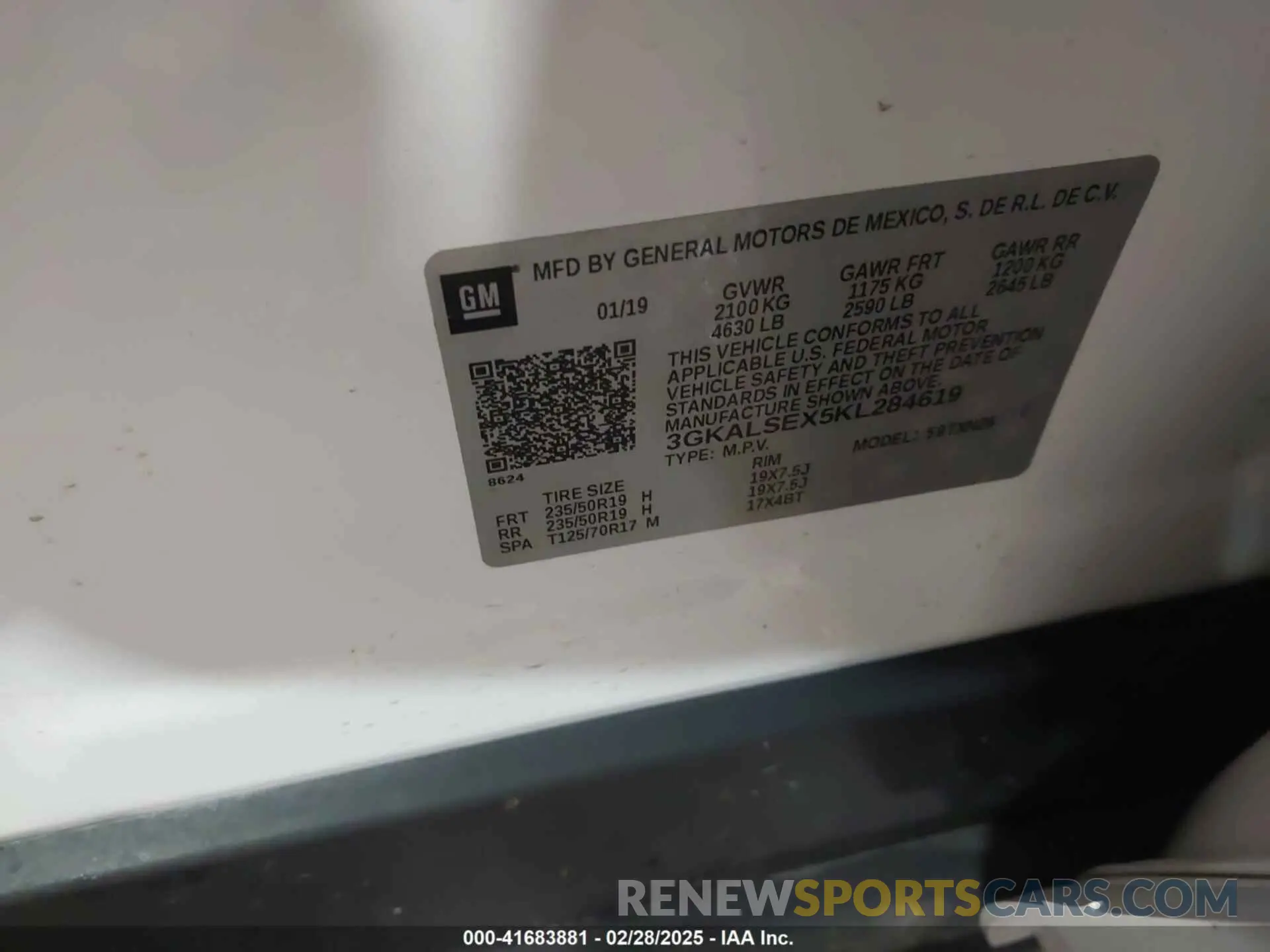 9 Photograph of a damaged car 3GKALSEX5KL284619 GMC TERRAIN 2019