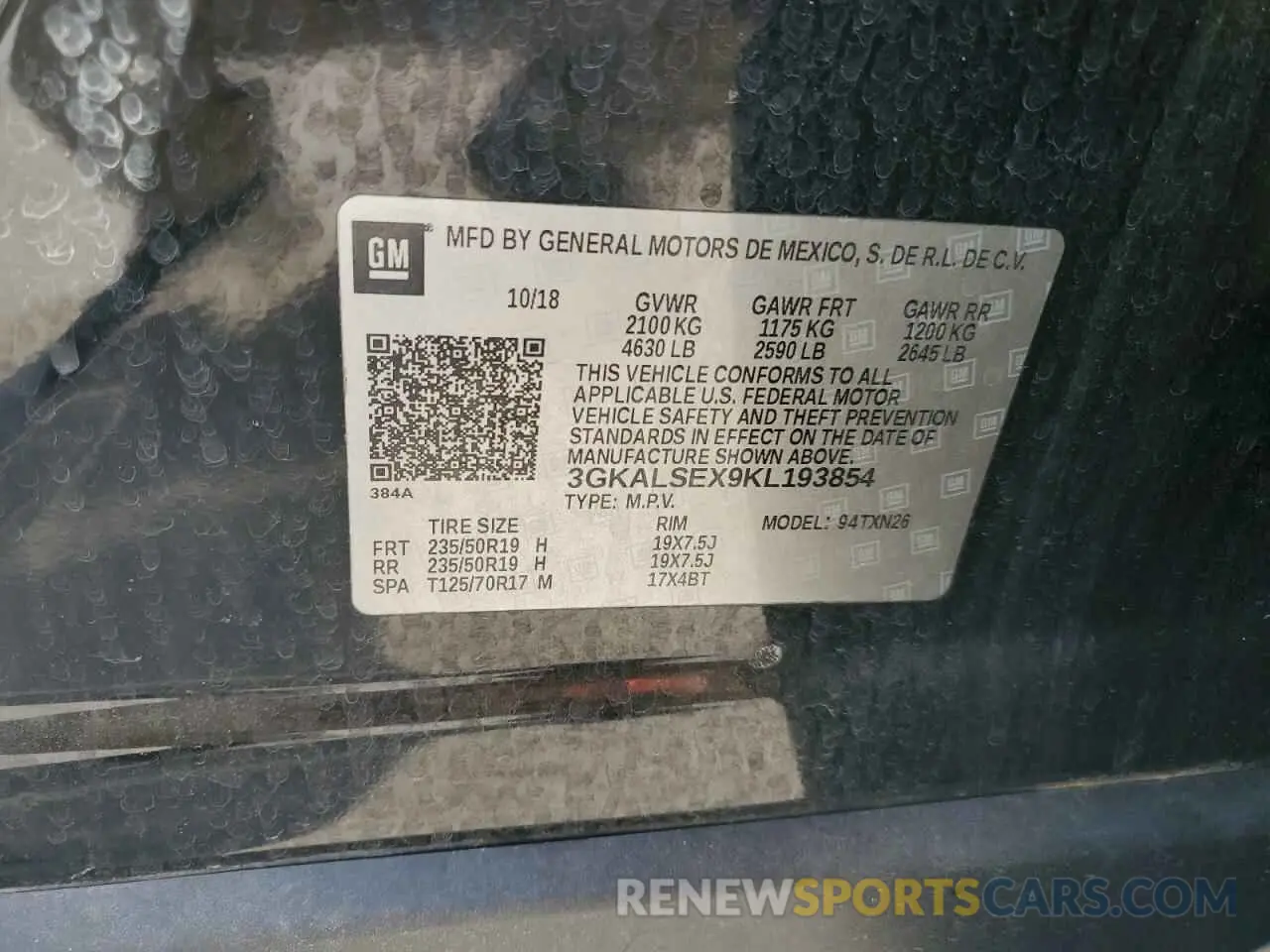 14 Photograph of a damaged car 3GKALSEX9KL193854 GMC TERRAIN 2019