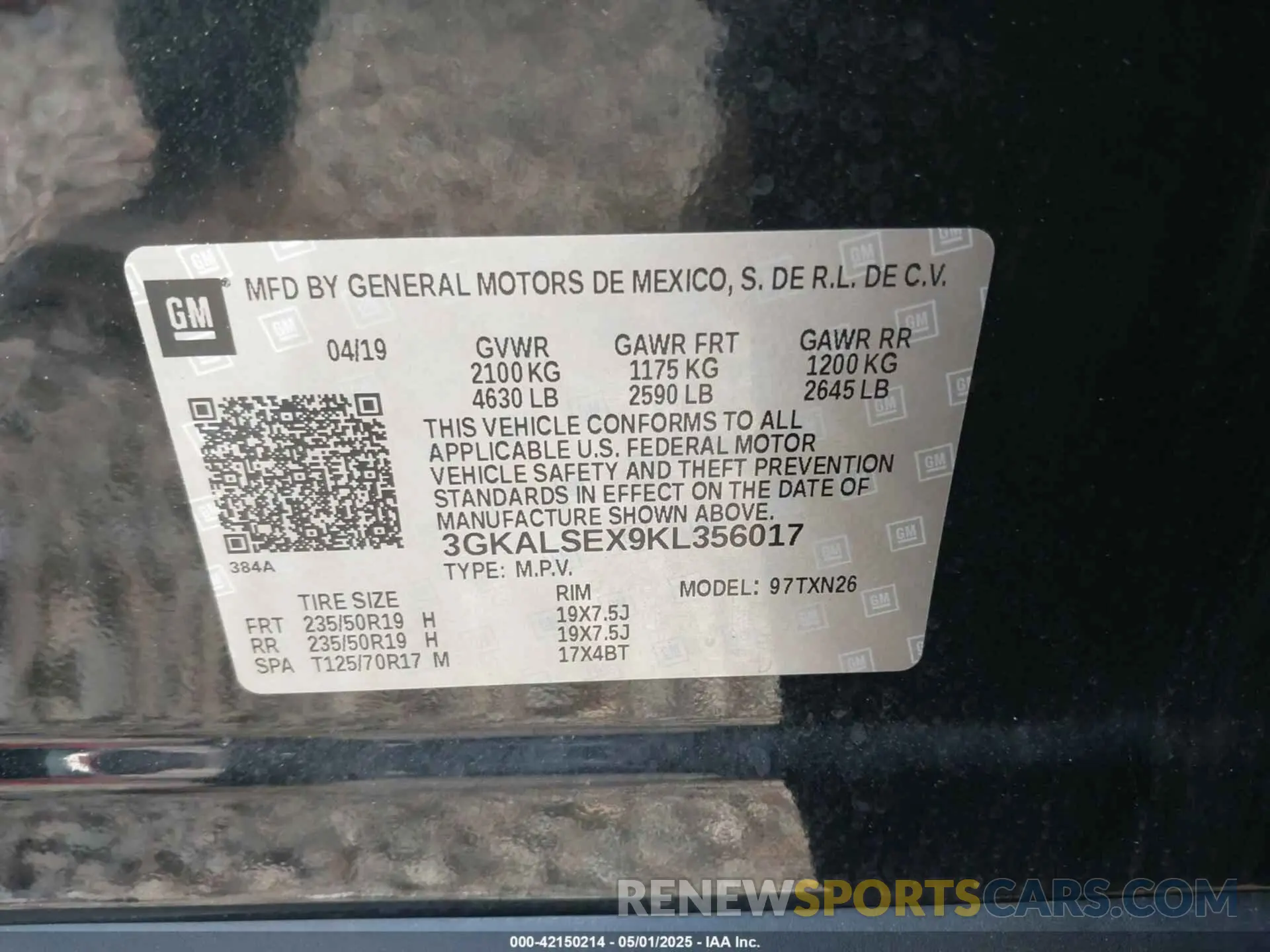 9 Photograph of a damaged car 3GKALSEX9KL356017 GMC TERRAIN 2019