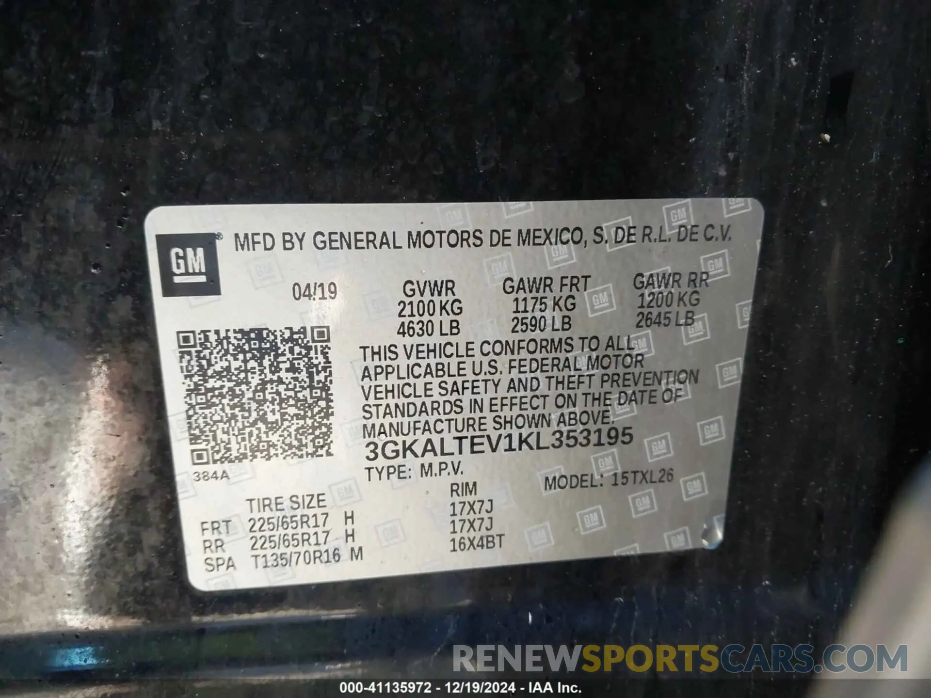 9 Photograph of a damaged car 3GKALTEV1KL353195 GMC TERRAIN 2019