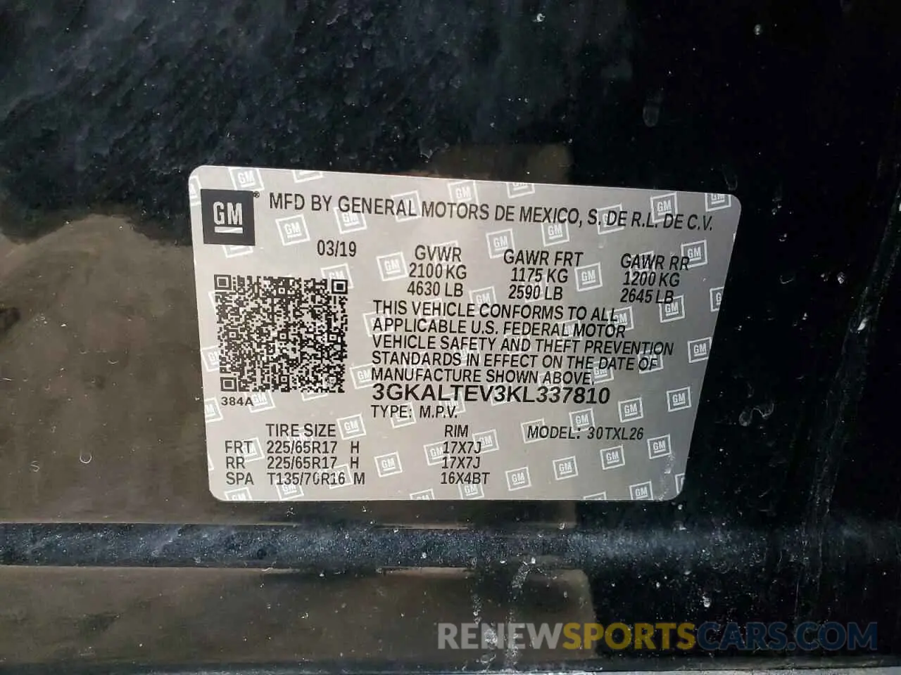 15 Photograph of a damaged car 3GKALTEV3KL337810 GMC TERRAIN 2019