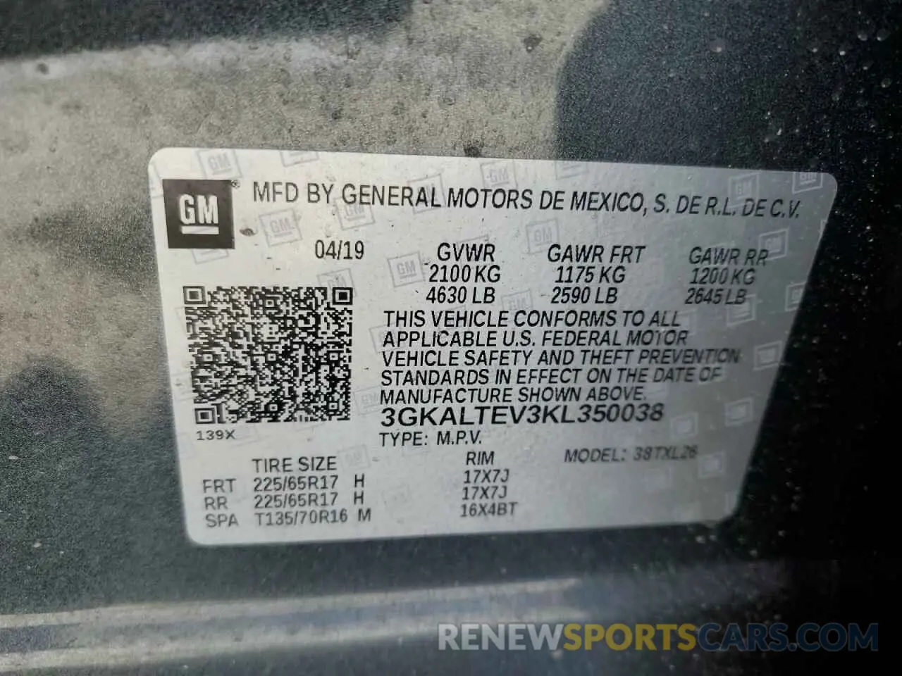 13 Photograph of a damaged car 3GKALTEV3KL350038 GMC TERRAIN 2019