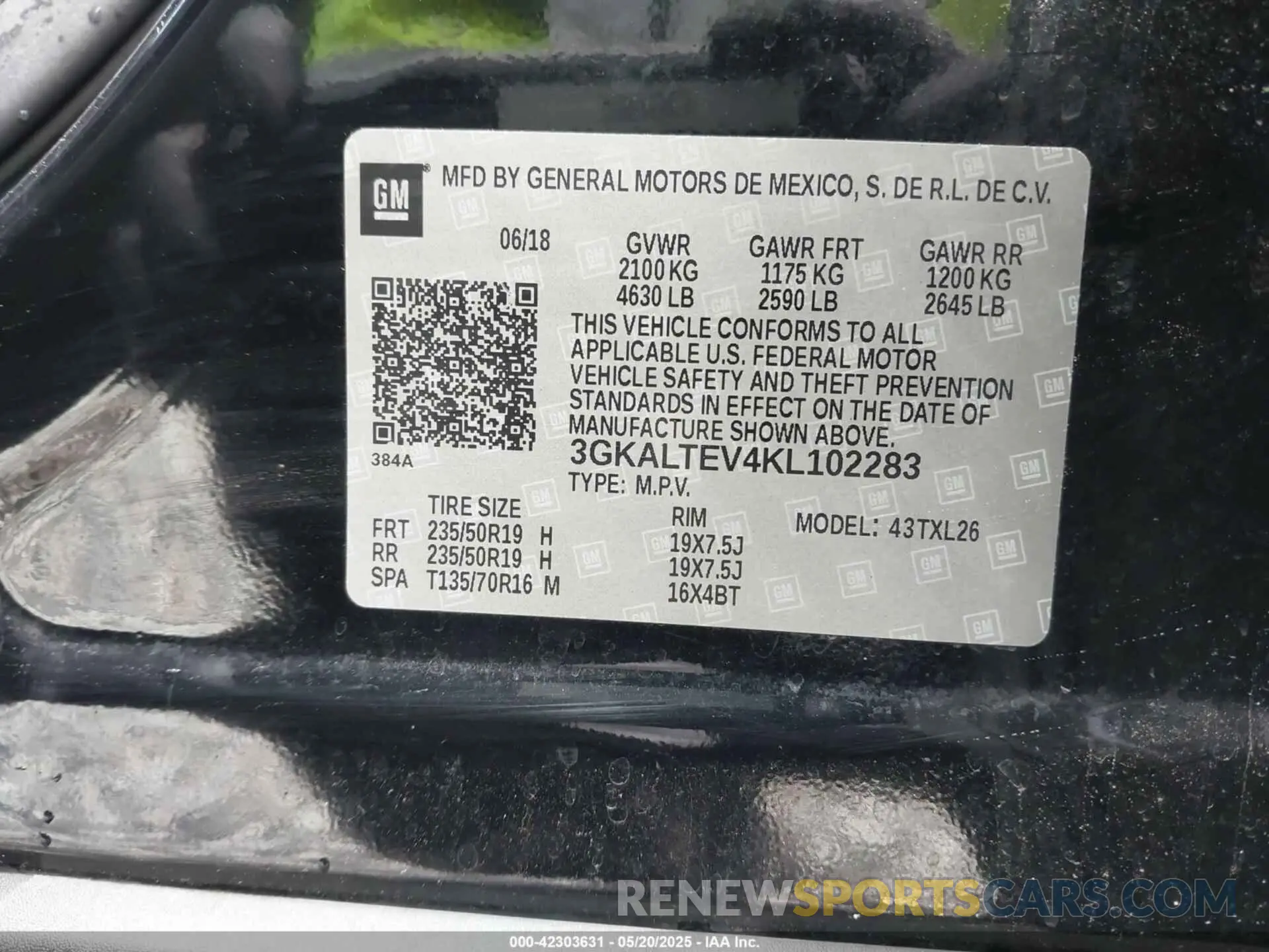 9 Photograph of a damaged car 3GKALTEV4KL102283 GMC TERRAIN 2019