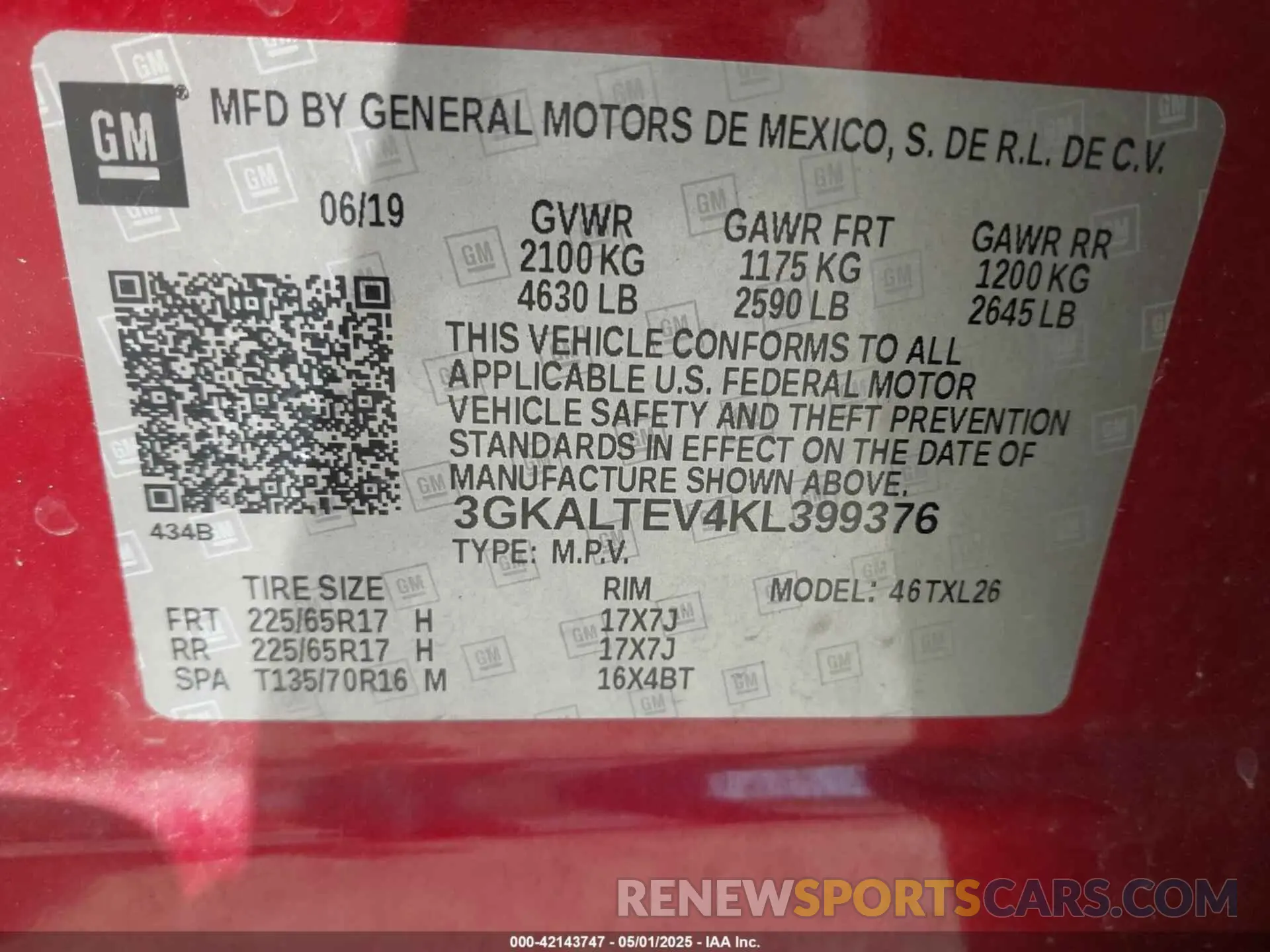 9 Photograph of a damaged car 3GKALTEV4KL399376 GMC TERRAIN 2019