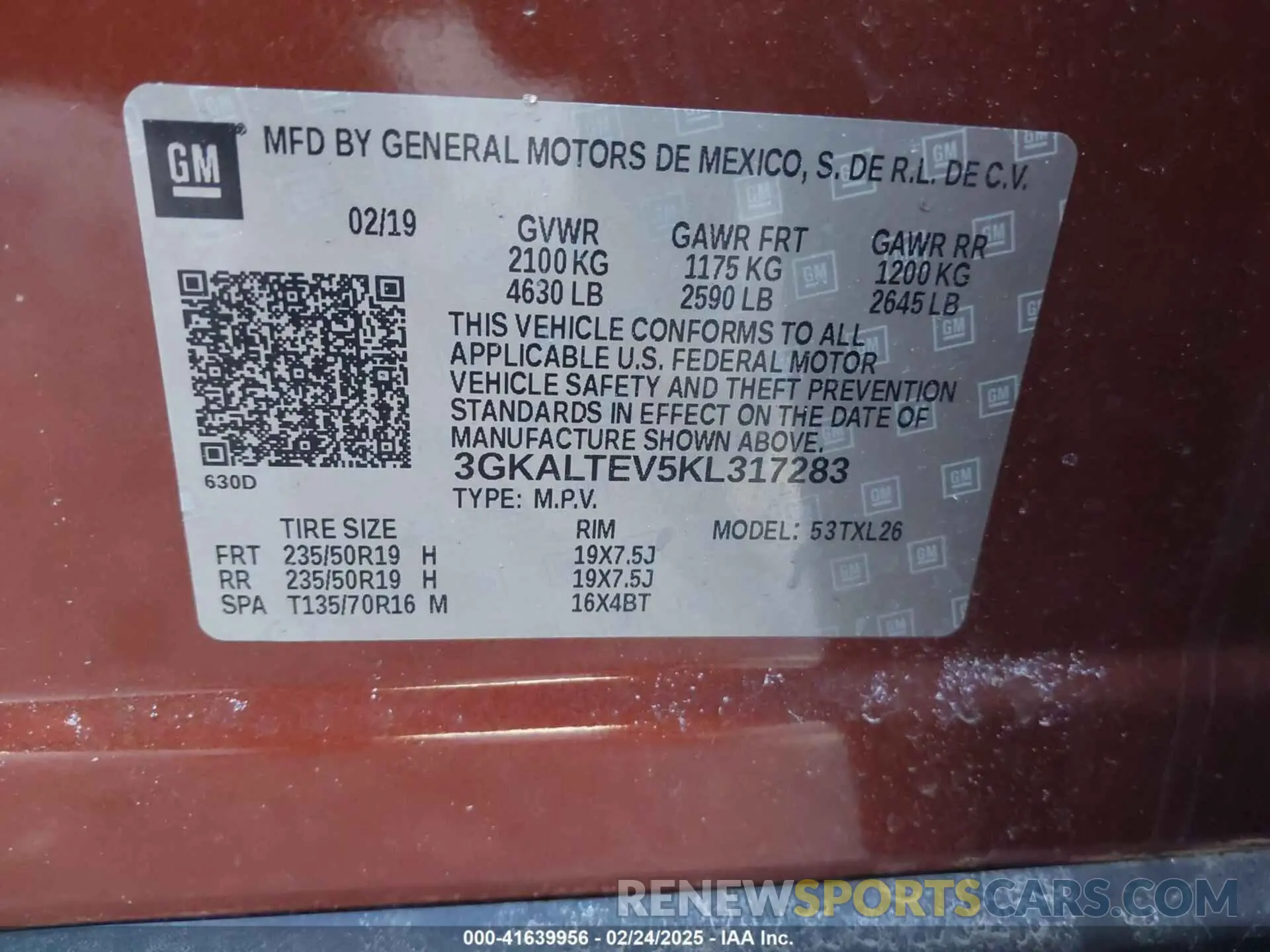 9 Photograph of a damaged car 3GKALTEV5KL317283 GMC TERRAIN 2019
