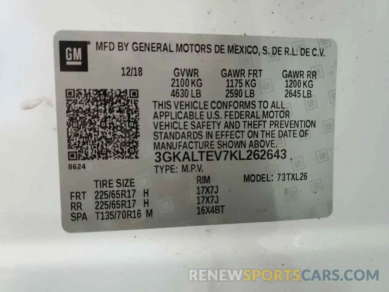 13 Photograph of a damaged car 3GKALTEV7KL262643 GMC TERRAIN 2019
