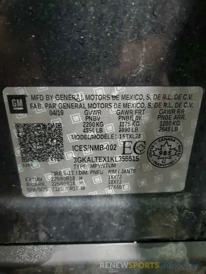 13 Photograph of a damaged car 3GKALTEX1KL355515 GMC TERRAIN 2019