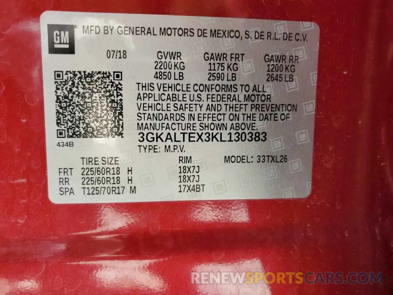 14 Photograph of a damaged car 3GKALTEX3KL130383 GMC TERRAIN 2019