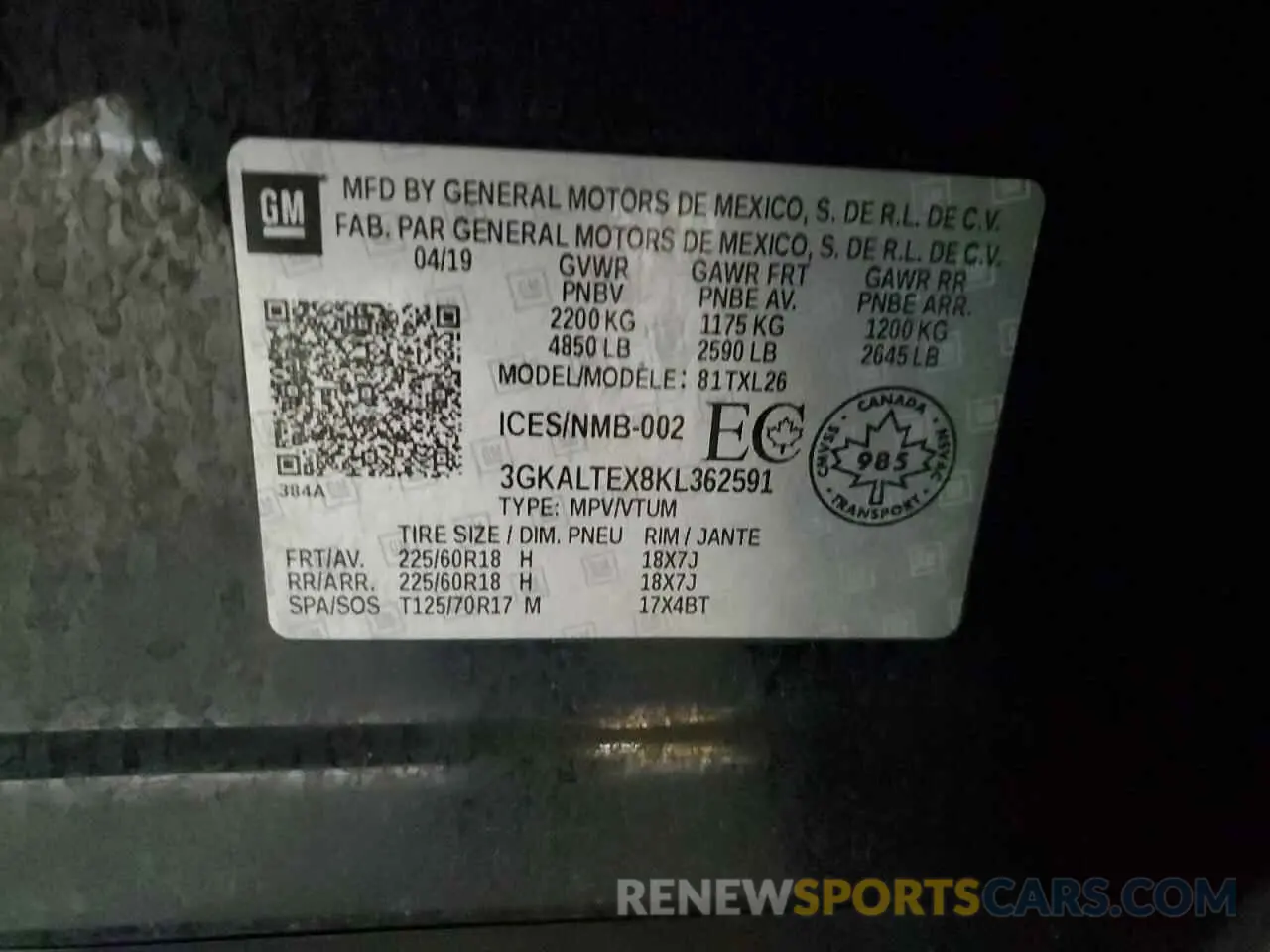 13 Photograph of a damaged car 3GKALTEX8KL362591 GMC TERRAIN 2019