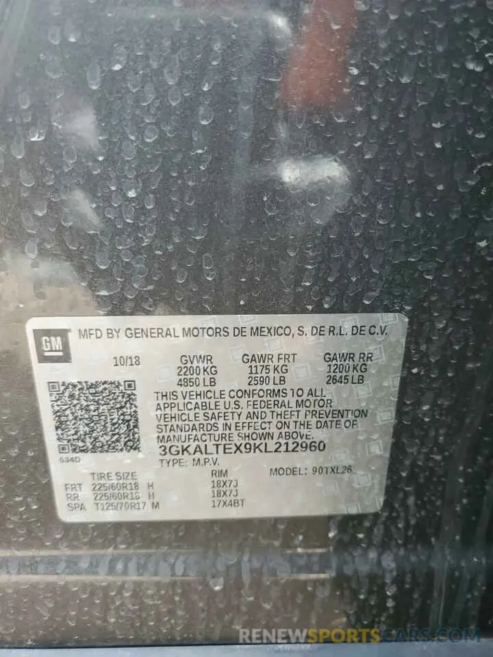 13 Photograph of a damaged car 3GKALTEX9KL212960 GMC TERRAIN 2019