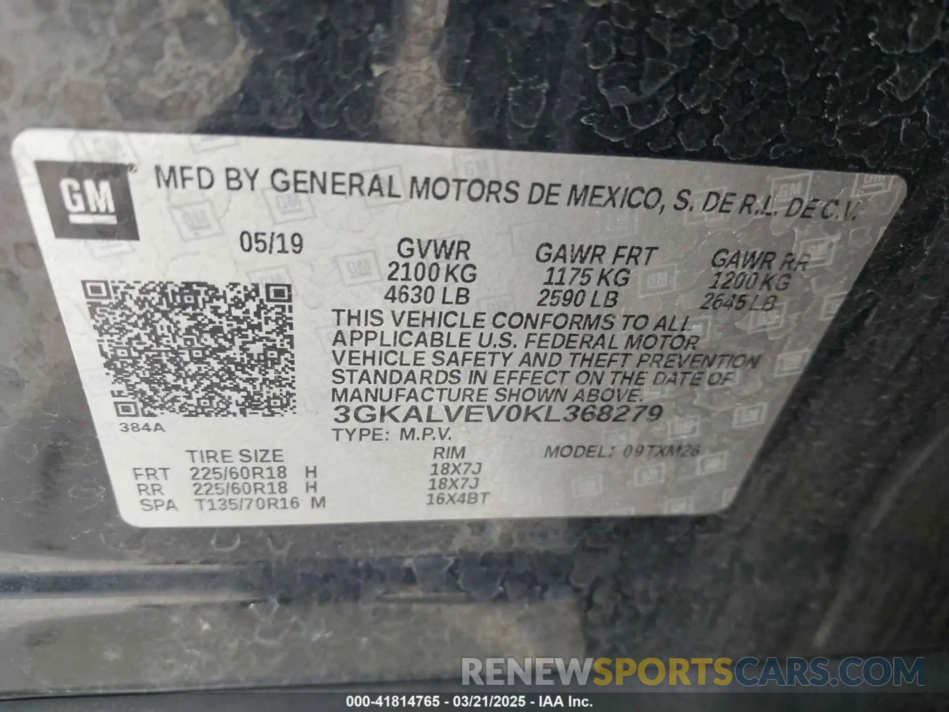 9 Photograph of a damaged car 3GKALVEV0KL368279 GMC TERRAIN 2019