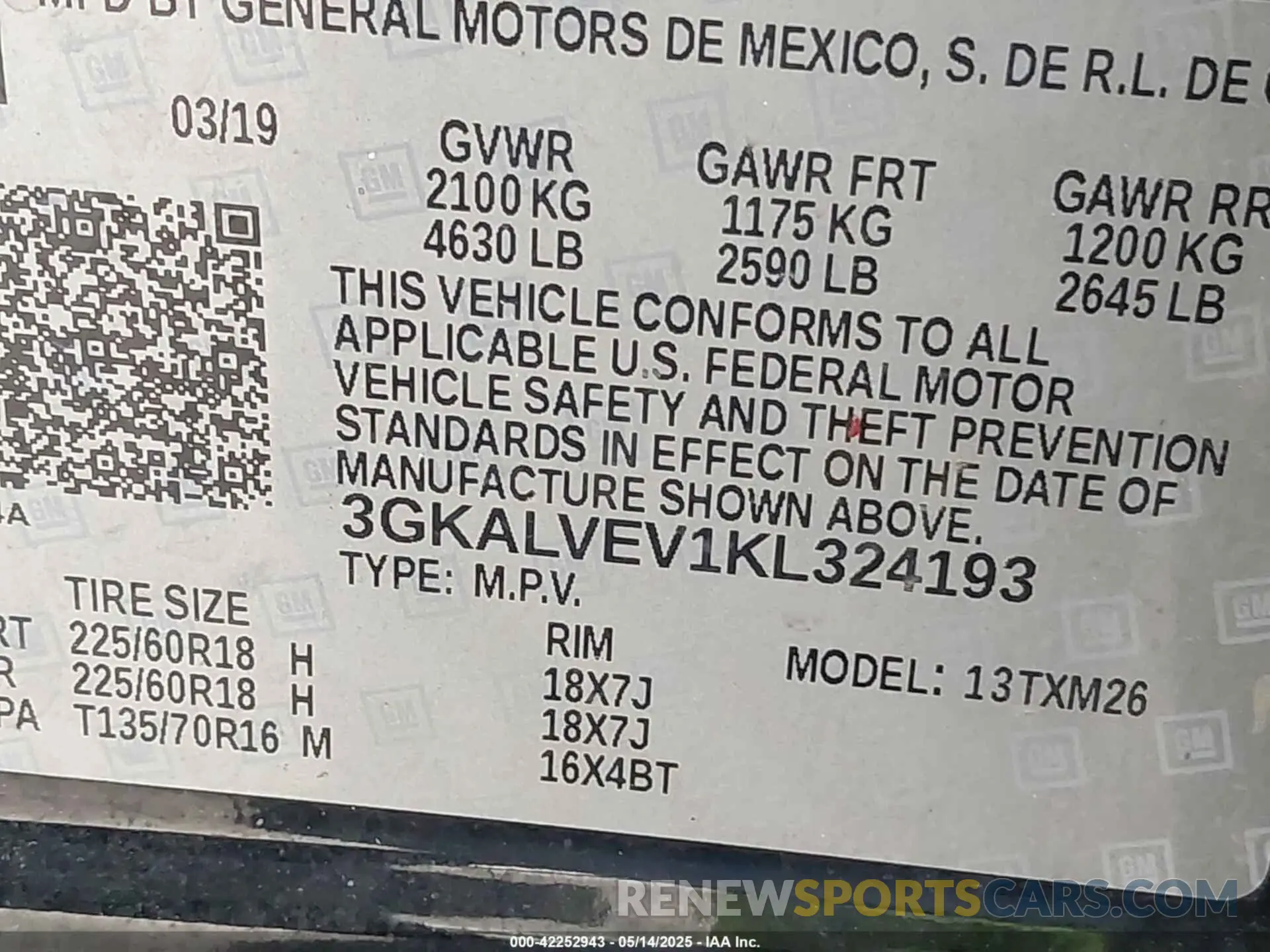 9 Photograph of a damaged car 3GKALVEV1KL324193 GMC TERRAIN 2019