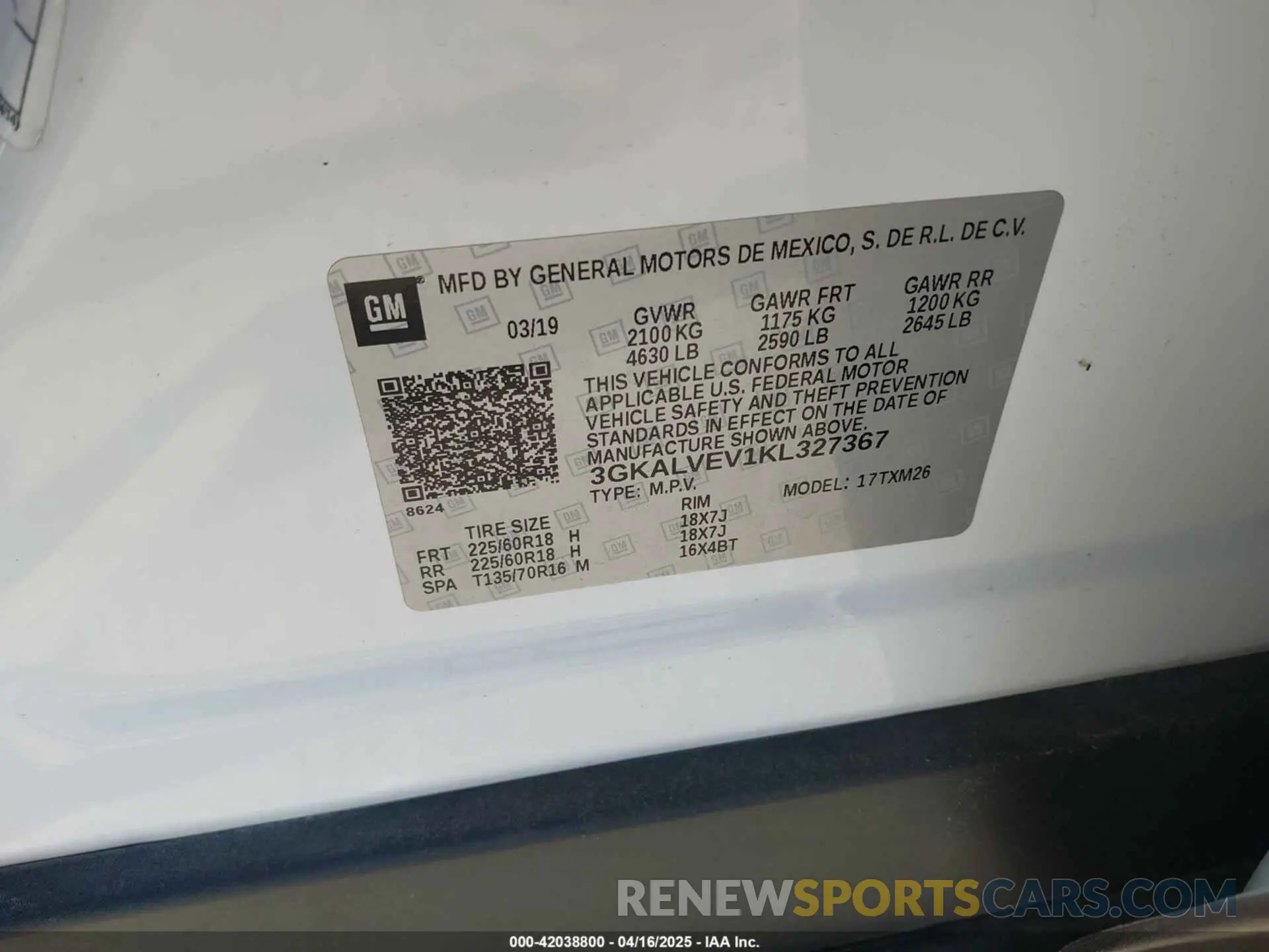 9 Photograph of a damaged car 3GKALVEV1KL327367 GMC TERRAIN 2019