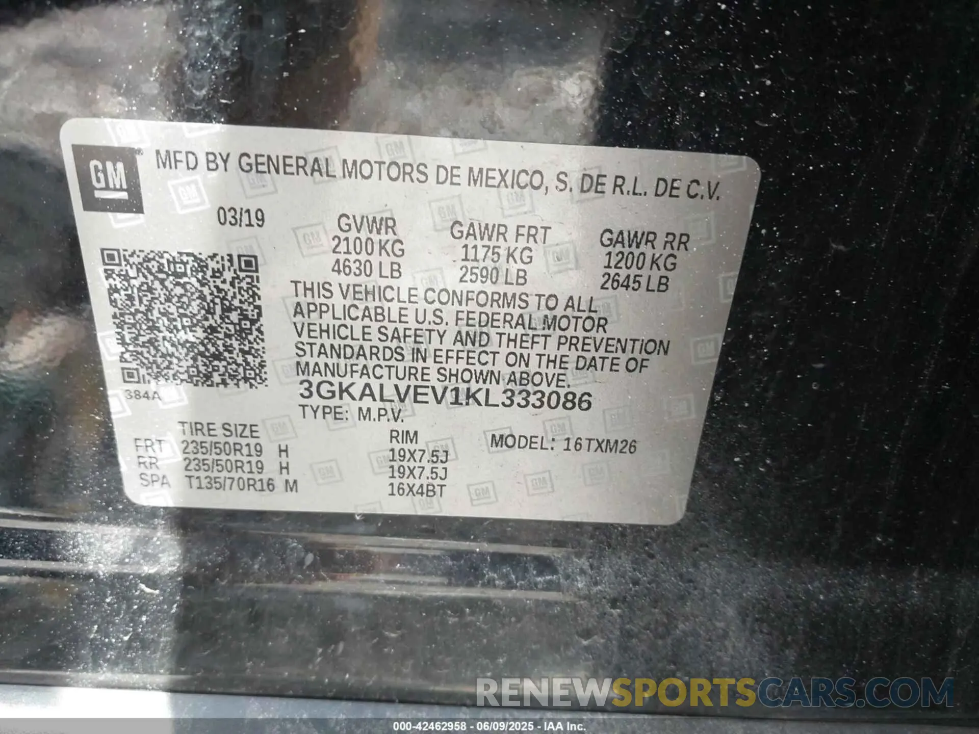 9 Photograph of a damaged car 3GKALVEV1KL333086 GMC TERRAIN 2019