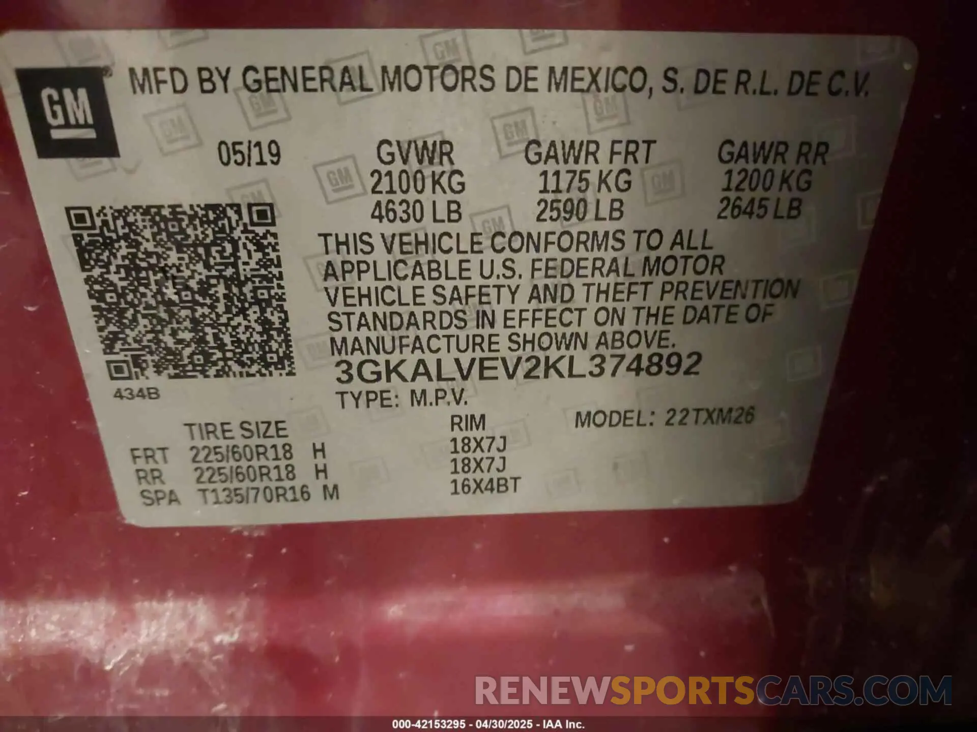 9 Photograph of a damaged car 3GKALVEV2KL374892 GMC TERRAIN 2019