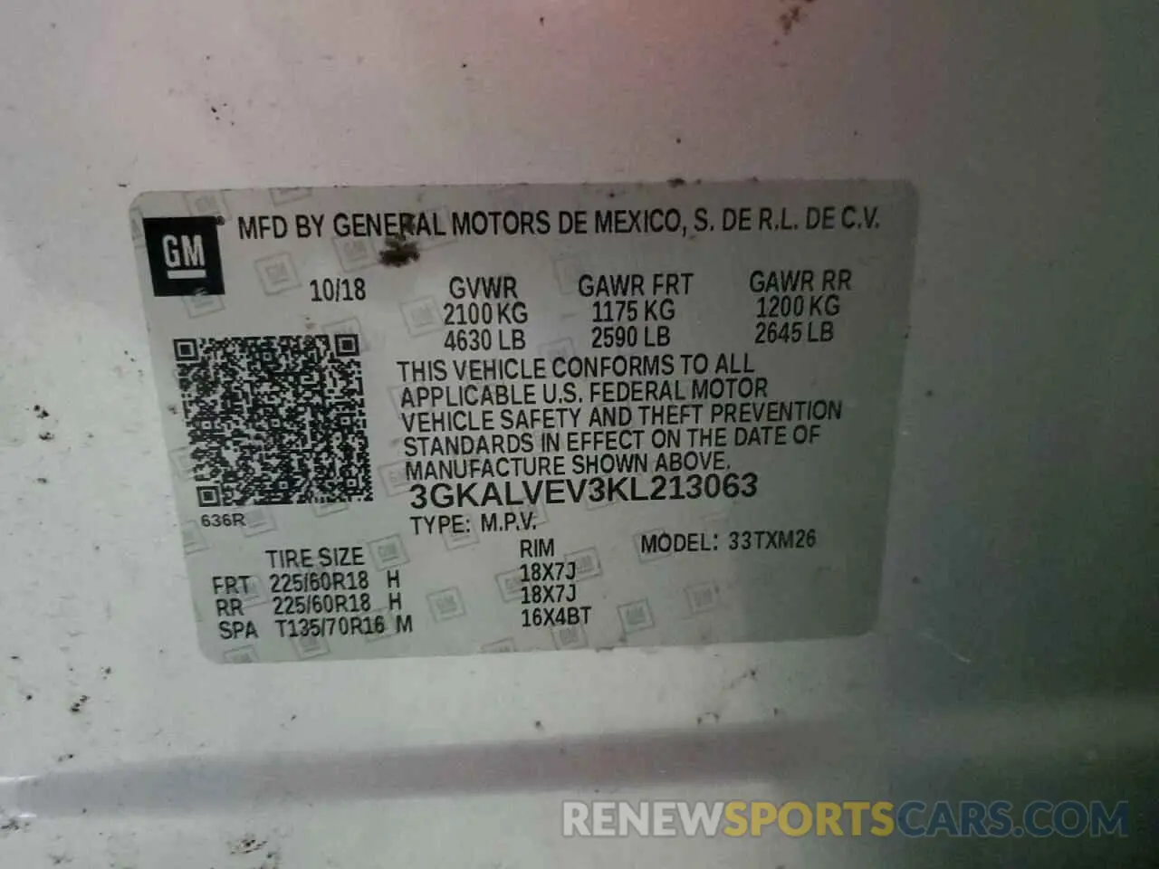 13 Photograph of a damaged car 3GKALVEV3KL213063 GMC TERRAIN 2019