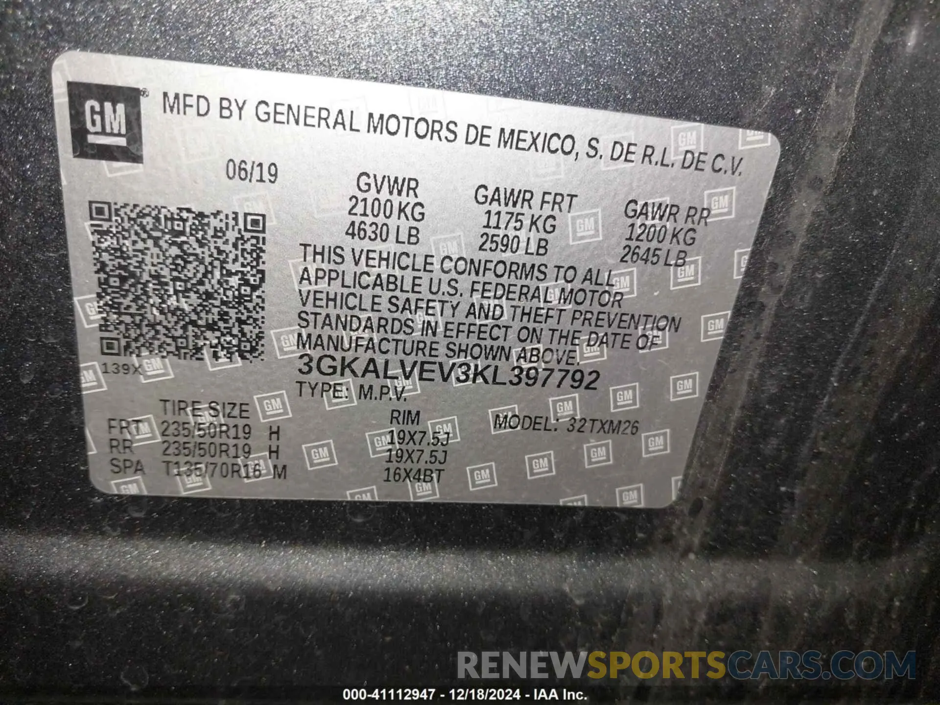 9 Photograph of a damaged car 3GKALVEV3KL397792 GMC TERRAIN 2019