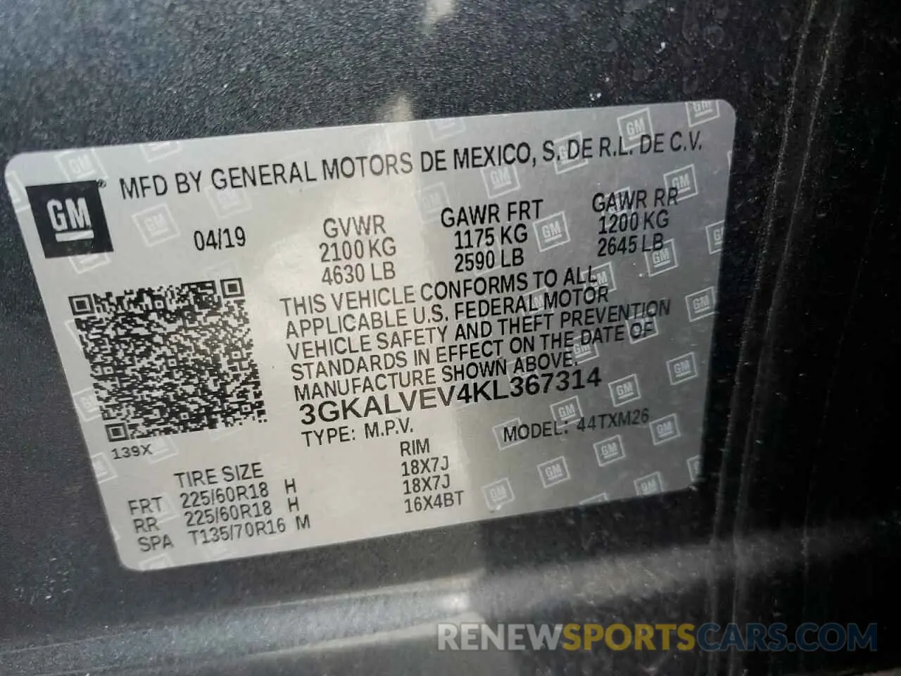 15 Photograph of a damaged car 3GKALVEV4KL367314 GMC TERRAIN 2019