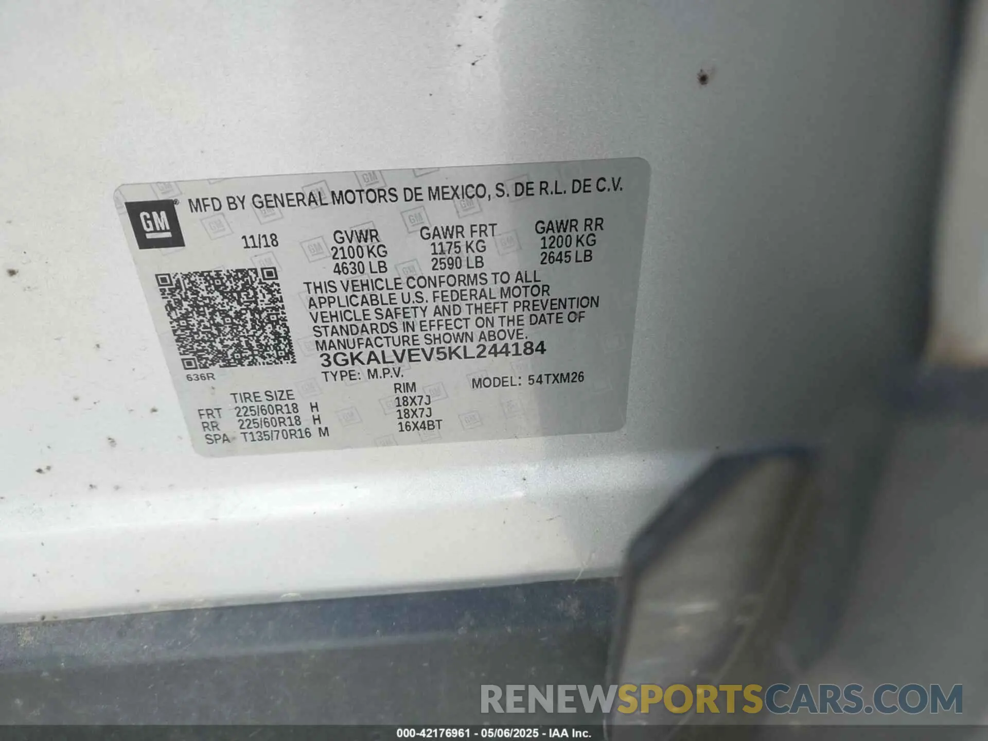 9 Photograph of a damaged car 3GKALVEV5KL244184 GMC TERRAIN 2019