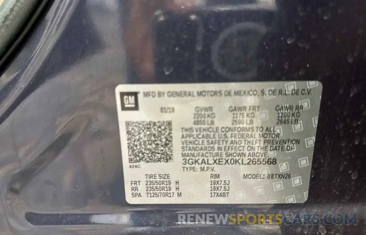 10 Photograph of a damaged car 3GKALXEX0KL265568 GMC TERRAIN 2019