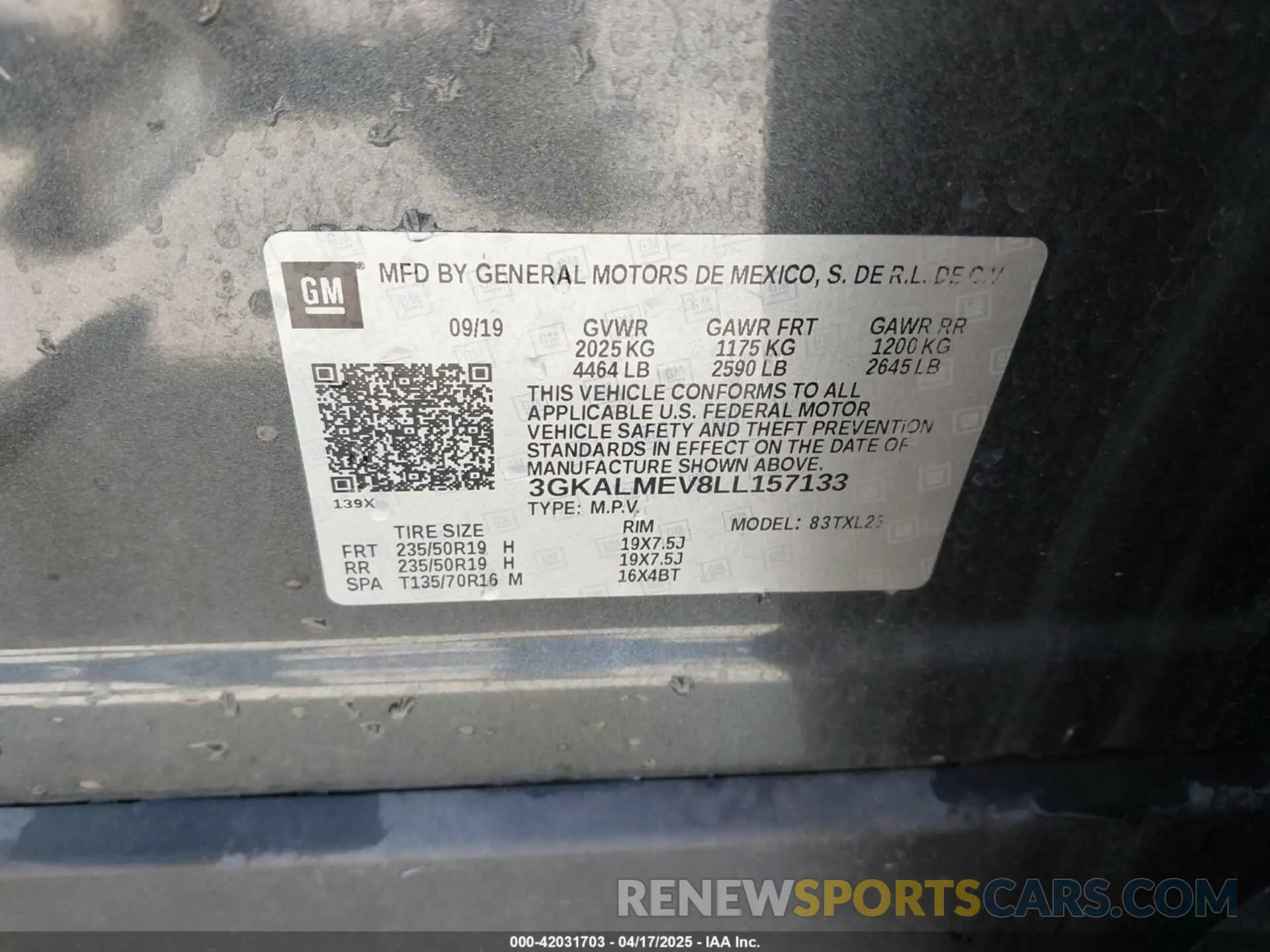 9 Photograph of a damaged car 3GKALMEV8LL157133 GMC TERRAIN 2020