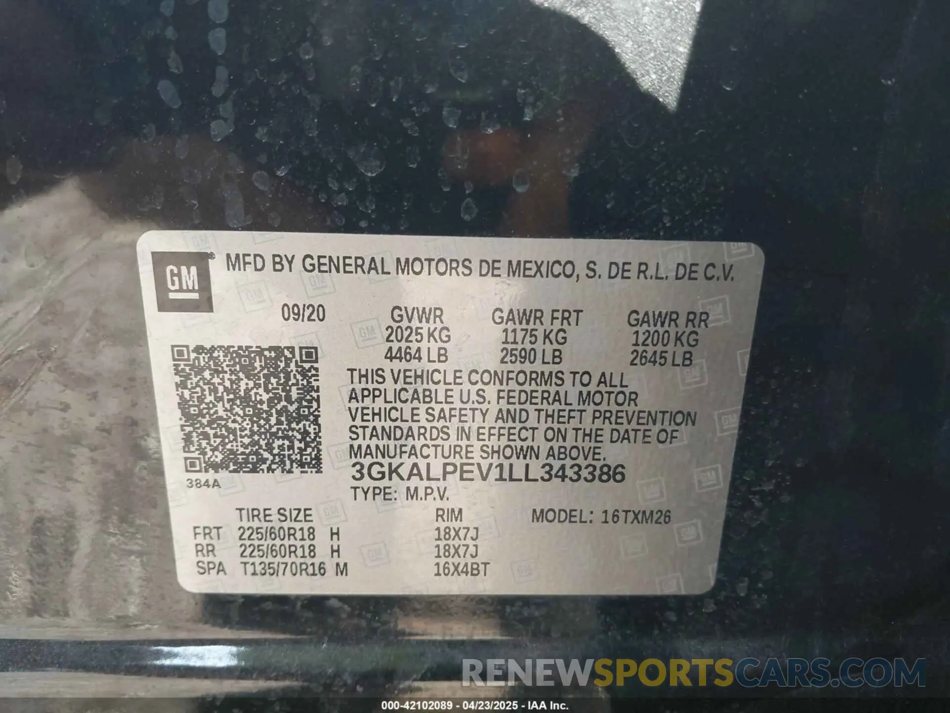 9 Photograph of a damaged car 3GKALPEV1LL343386 GMC TERRAIN 2020