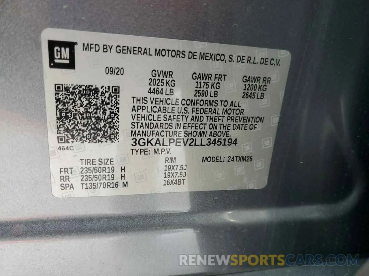 14 Photograph of a damaged car 3GKALPEV2LL345194 GMC TERRAIN 2020