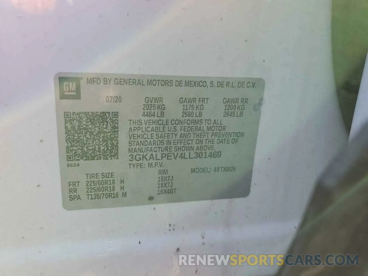 15 Photograph of a damaged car 3GKALPEV4LL301469 GMC TERRAIN 2020
