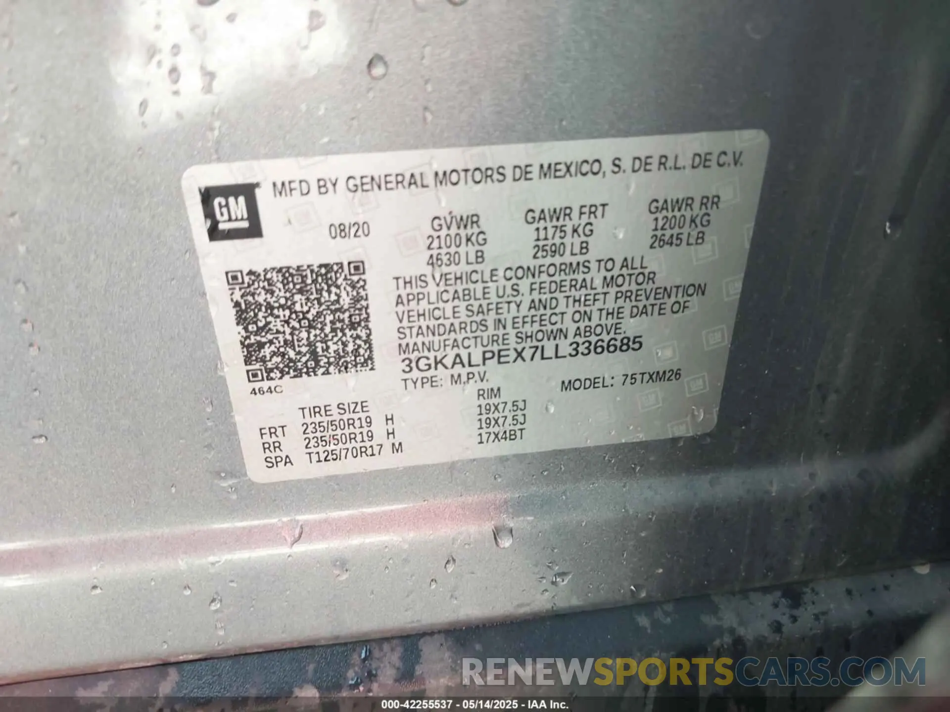 9 Photograph of a damaged car 3GKALPEX7LL336685 GMC TERRAIN 2020