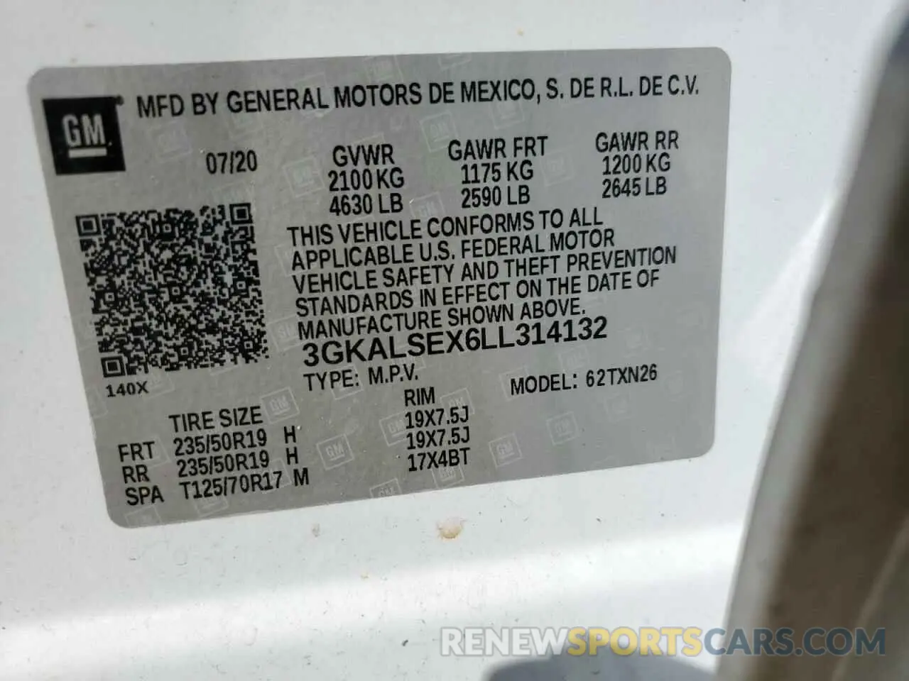 14 Photograph of a damaged car 3GKALSEX6LL314132 GMC TERRAIN 2020