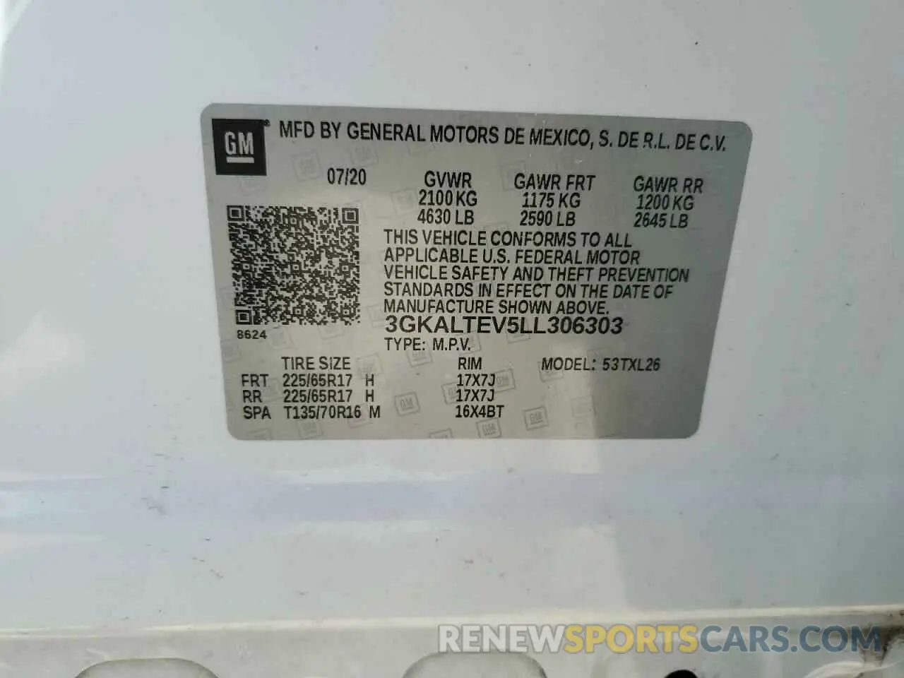 14 Photograph of a damaged car 3GKALTEV5LL306303 GMC TERRAIN 2020