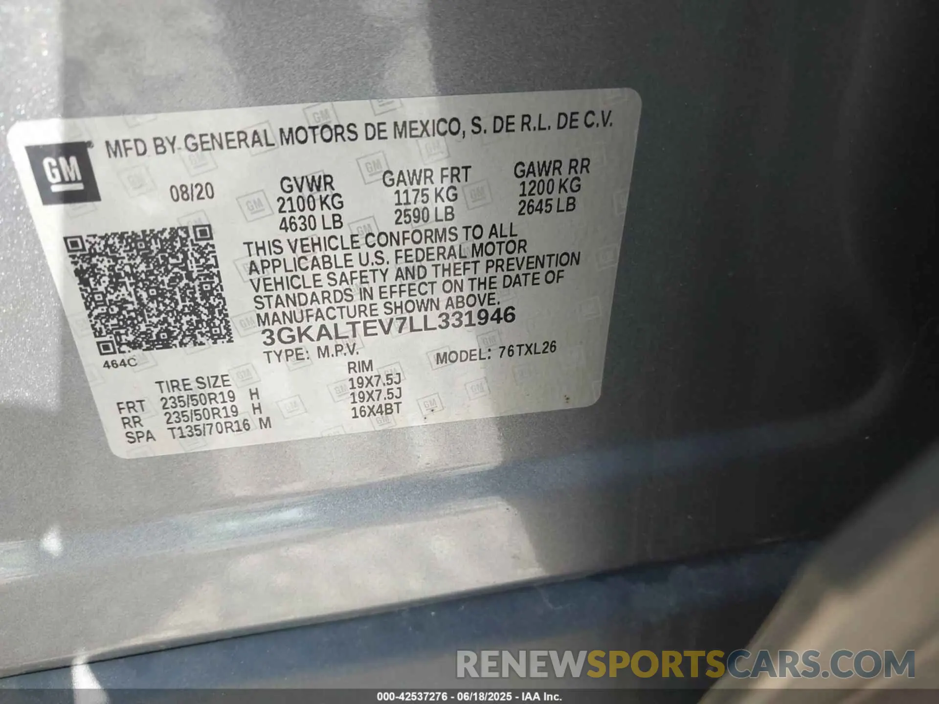 9 Photograph of a damaged car 3GKALTEV7LL331946 GMC TERRAIN 2020