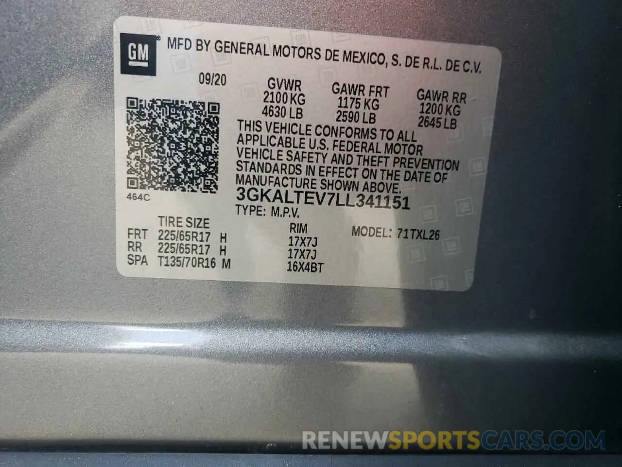 13 Photograph of a damaged car 3GKALTEV7LL341151 GMC TERRAIN 2020