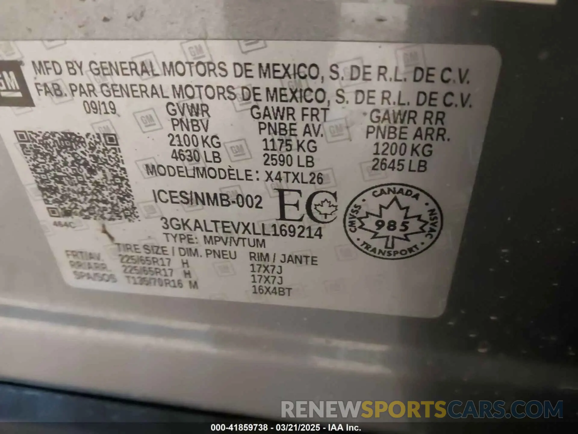 9 Photograph of a damaged car 3GKALTEVXLL169214 GMC TERRAIN 2020