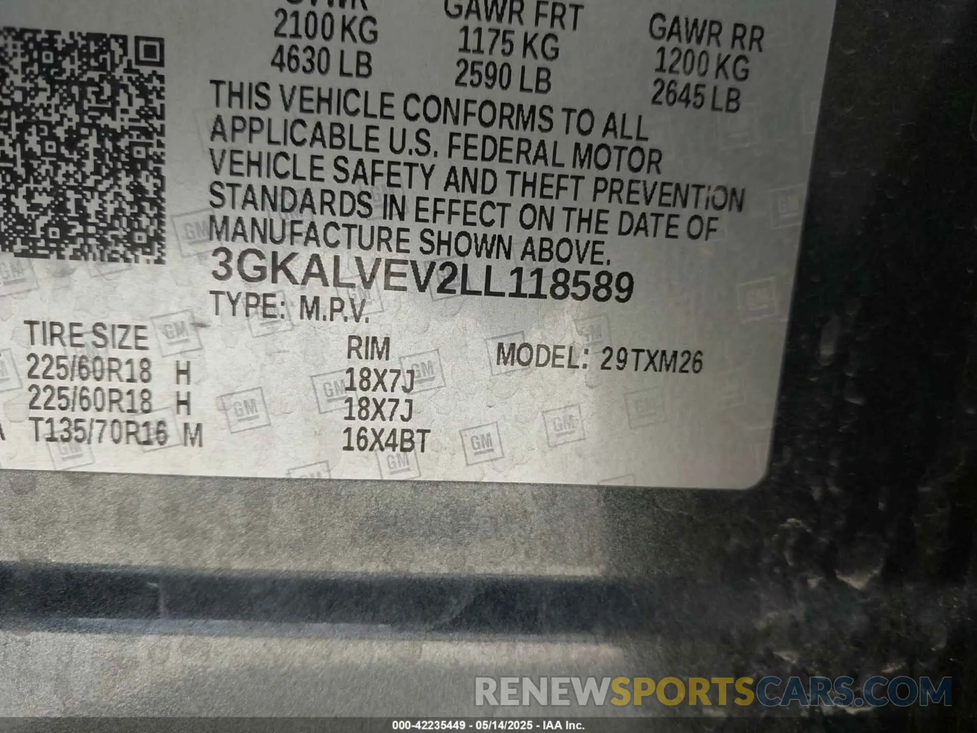 9 Photograph of a damaged car 3GKALVEV2LL118589 GMC TERRAIN 2020