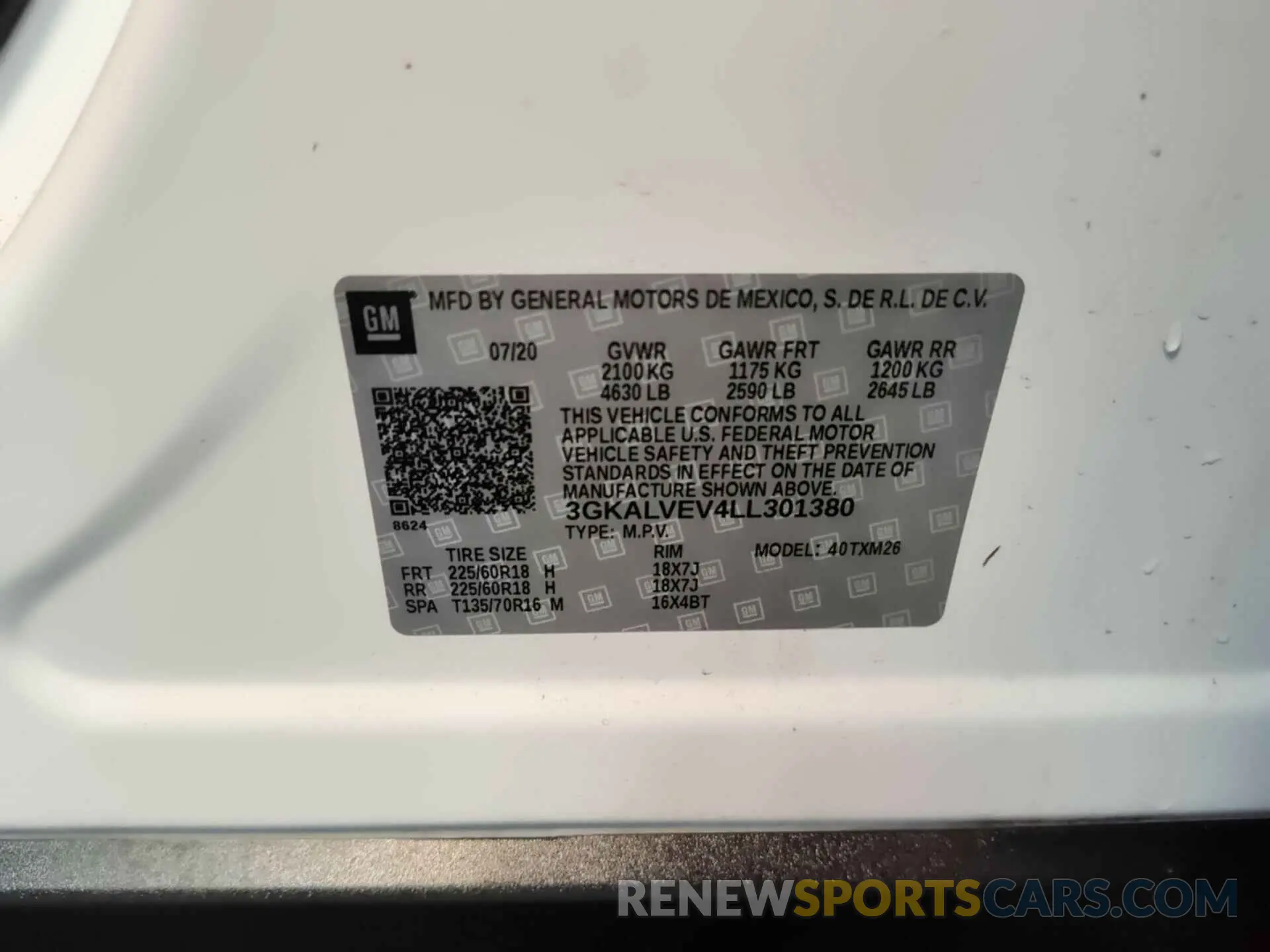 20 Photograph of a damaged car 3GKALVEV4LL301380 GMC TERRAIN 2020