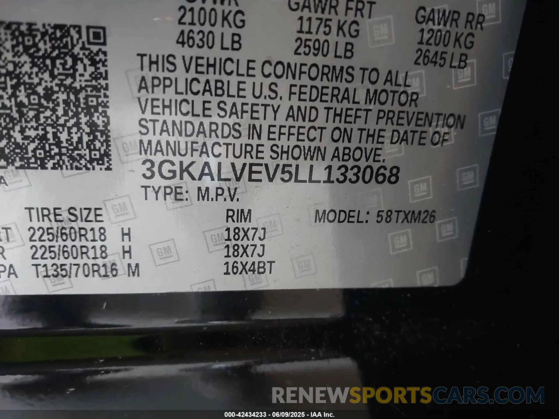 9 Photograph of a damaged car 3GKALVEV5LL133068 GMC TERRAIN 2020